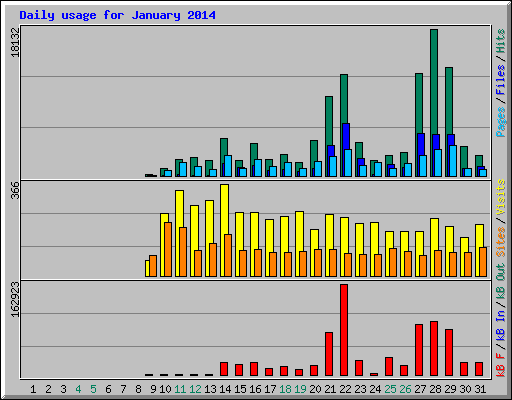 Daily usage for January 2014
