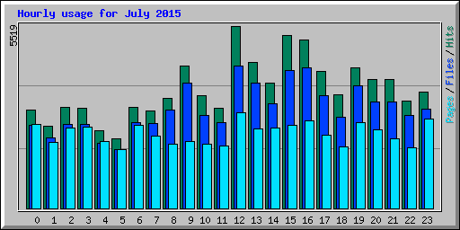 Hourly usage for July 2015